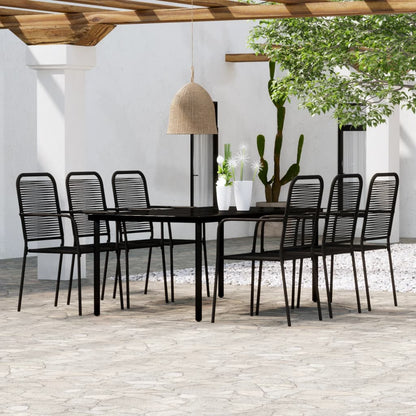 Set Mobili da Pranzo per Giardino 7 pz Nero | homemem39