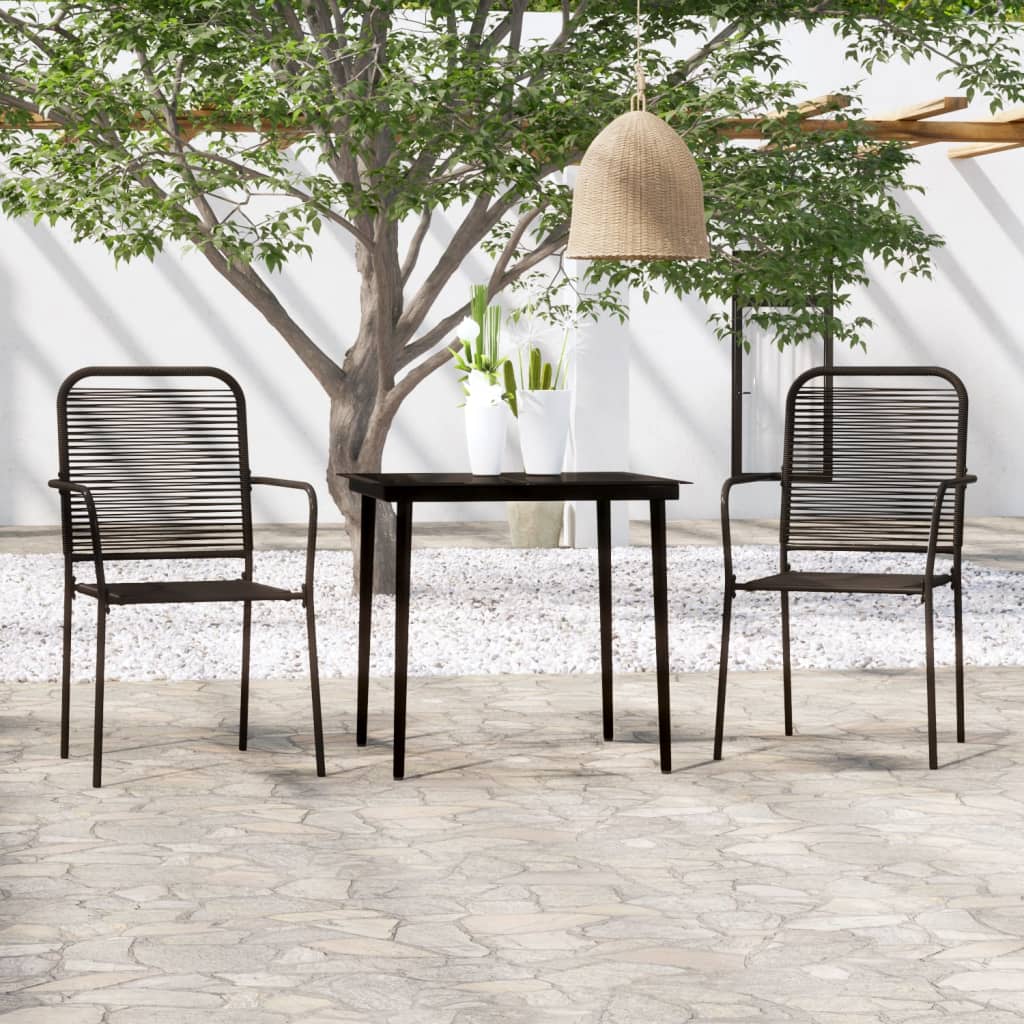 Set Mobili da Pranzo per Giardino 3 pz Nero - homemem39