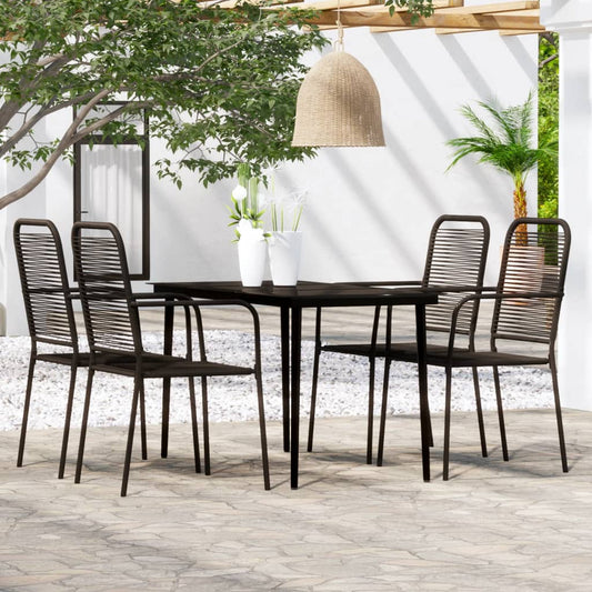 Set Mobili da Pranzo per Giardino 5 pz Nero - homemem39