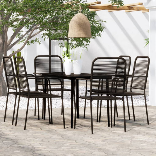 Set Mobili da Pranzo per Giardino 7 pz Nero - homemem39
