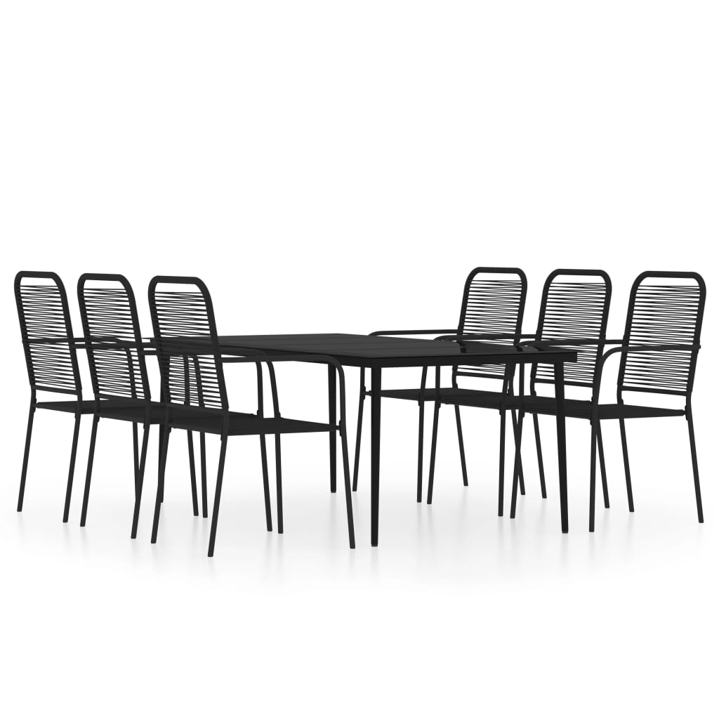 Set Mobili da Pranzo per Giardino 7 pz Nero | homemem39