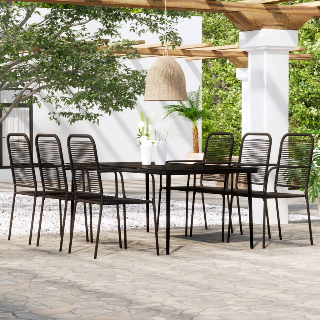 Set Mobili da Pranzo per Giardino 7 pz Nero | homemem39