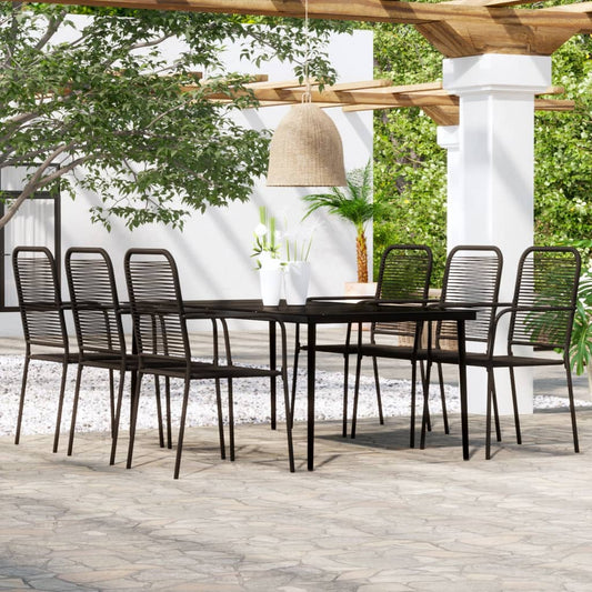 Set Mobili da Pranzo per Giardino 7 pz Nero - homemem39