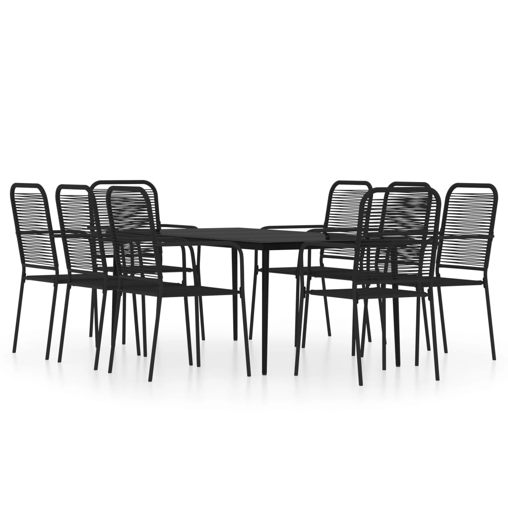 Set da Pranzo per Giardino 9 pz con Cuscini Nero | homemem39