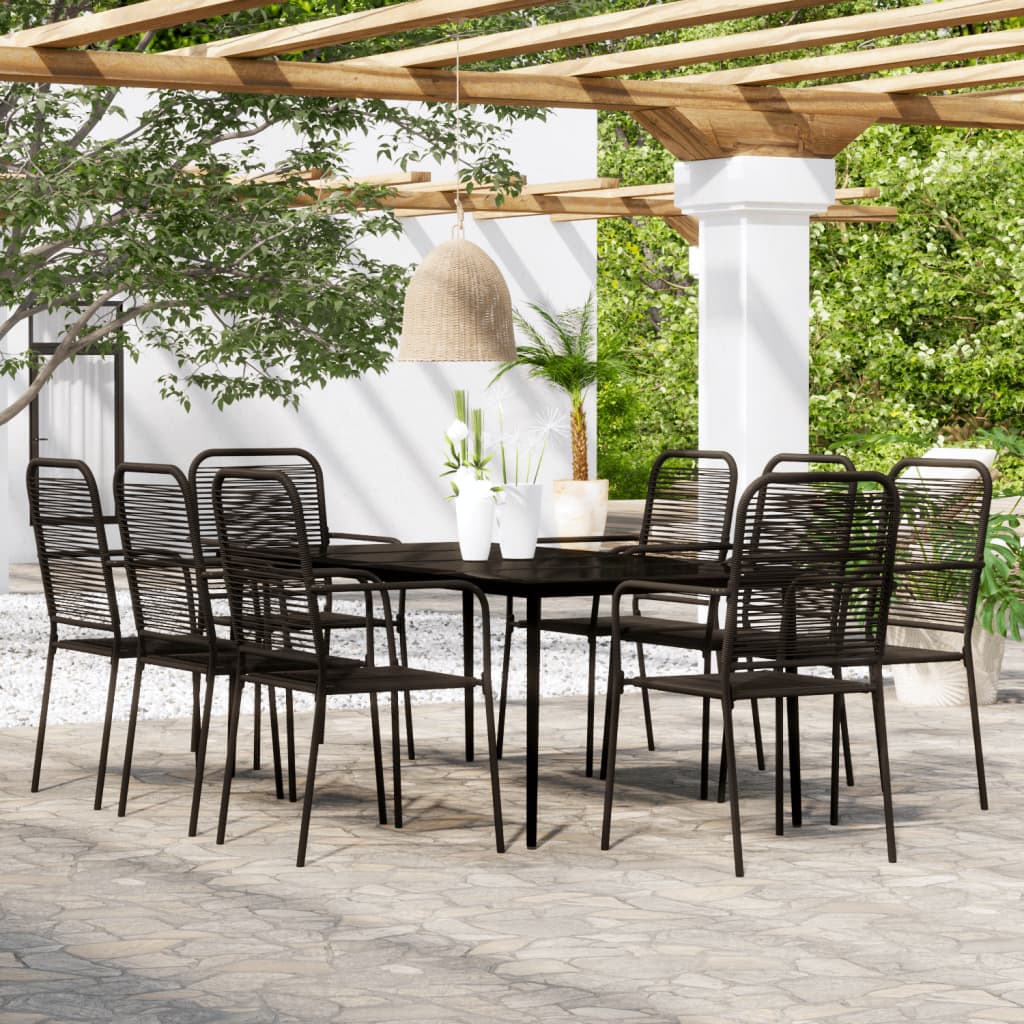 Set da Pranzo per Giardino 9 pz con Cuscini Nero | homemem39