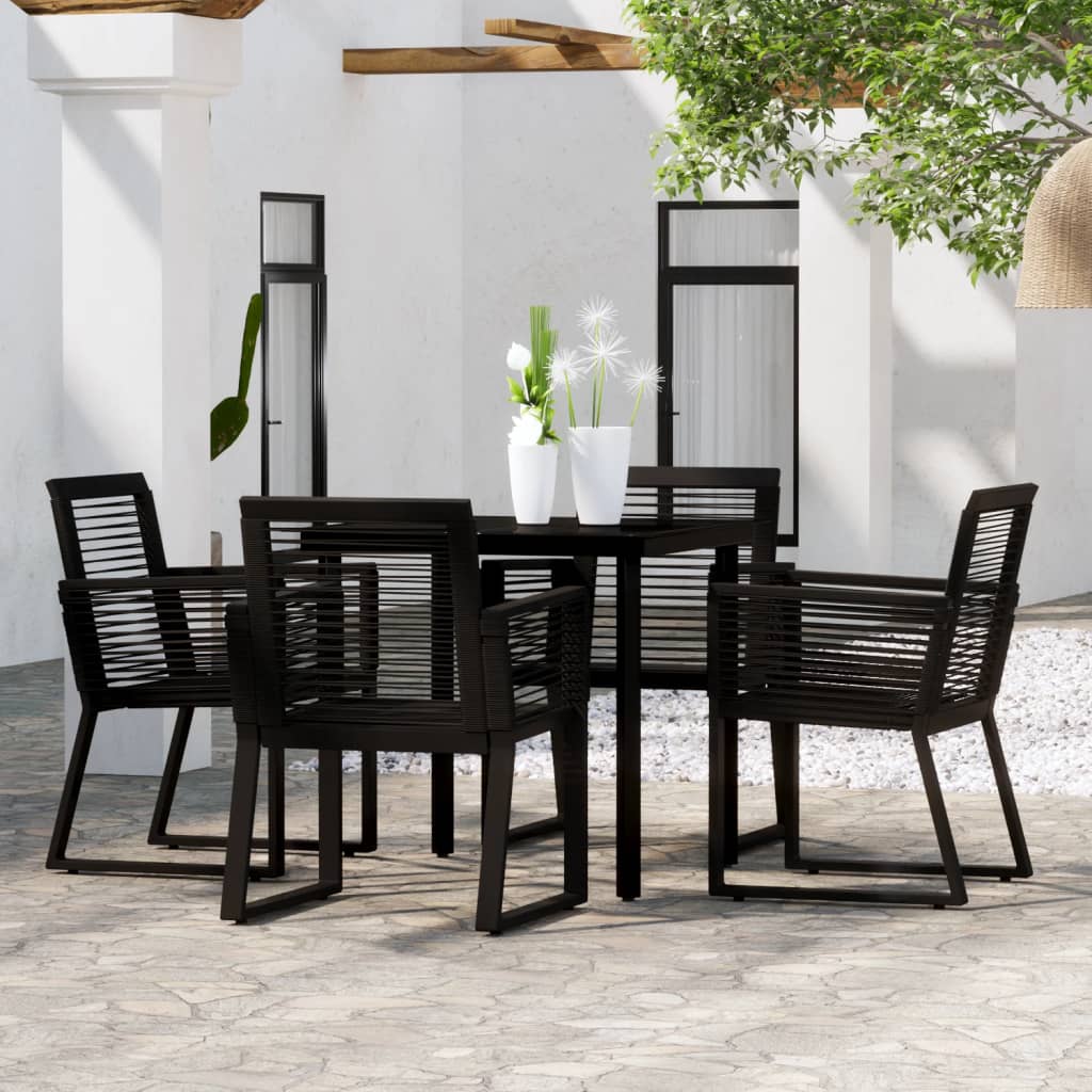 Set Mobili da Pranzo per Giardino 5 pz Nero | homemem39