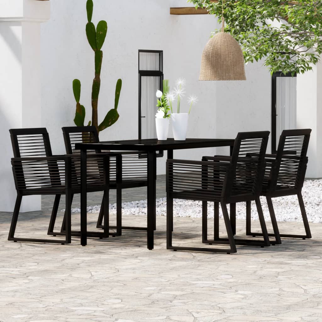 Set Mobili da Pranzo per Giardino 5 pz Nero | homemem39