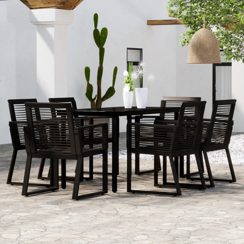 Set Mobili da Pranzo per Giardino 7 pz Nero | homemem39