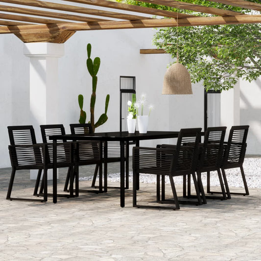 Set Mobili da Pranzo per Giardino 7 pz Nero - homemem39