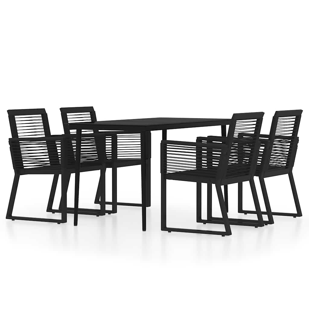 Set Mobili da Pranzo per Giardino 5 pz Nero | homemem39