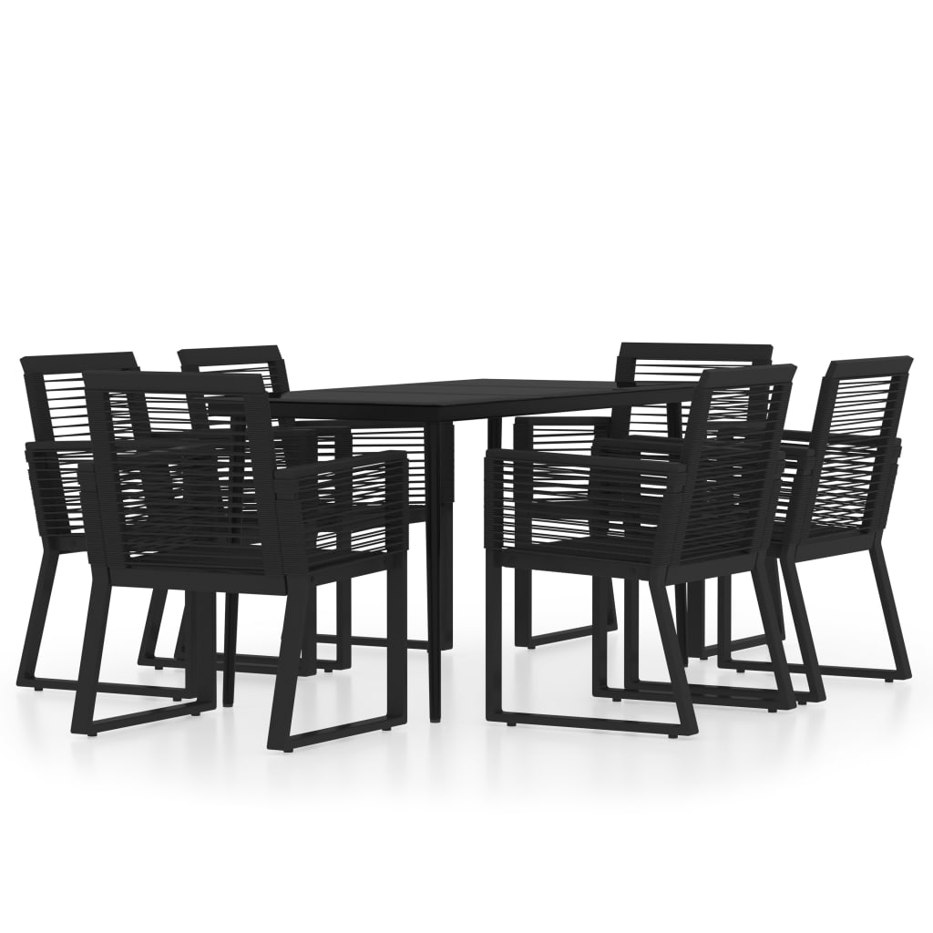 Set Mobili da Pranzo per Giardino 7 pz Nero - homemem39