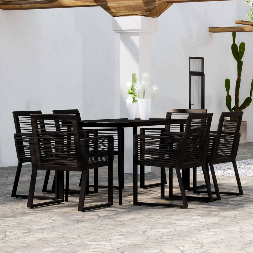 Set Mobili da Pranzo per Giardino 7 pz Nero - homemem39