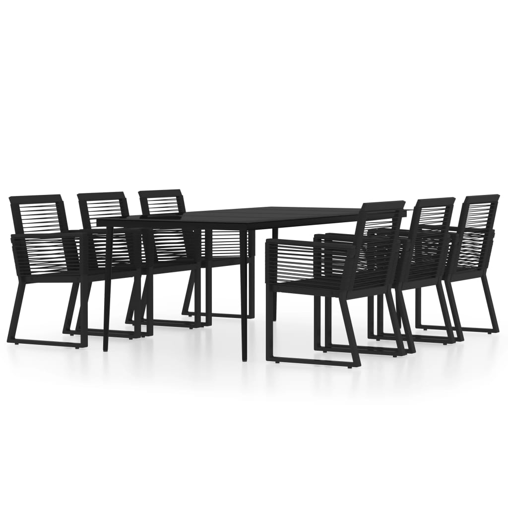 Set Mobili da Pranzo per Giardino 7 pz Nero | homemem39