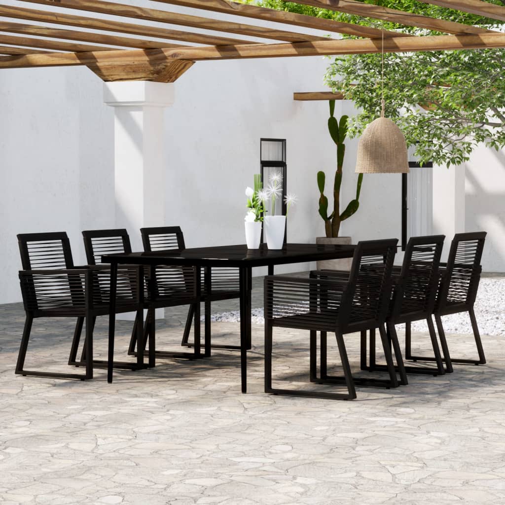 Set Mobili da Pranzo per Giardino 7 pz Nero | homemem39