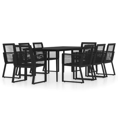 Set da Pranzo per Giardino 9 pz con Cuscini Nero - homemem39