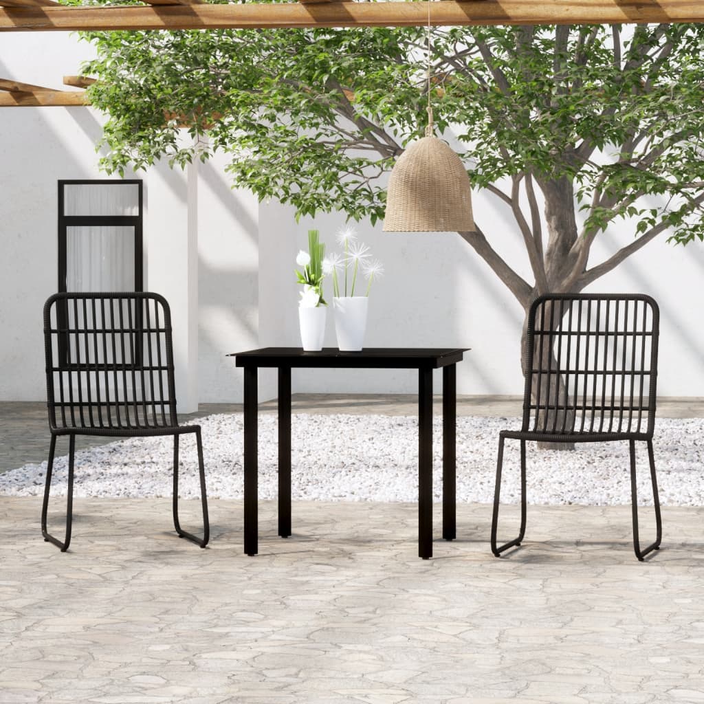 Set da Pranzo da Giardino 3 pz Nero - homemem39
