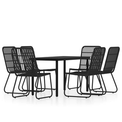 Set Mobili da Pranzo per Giardino 7 pz Nero - homemem39
