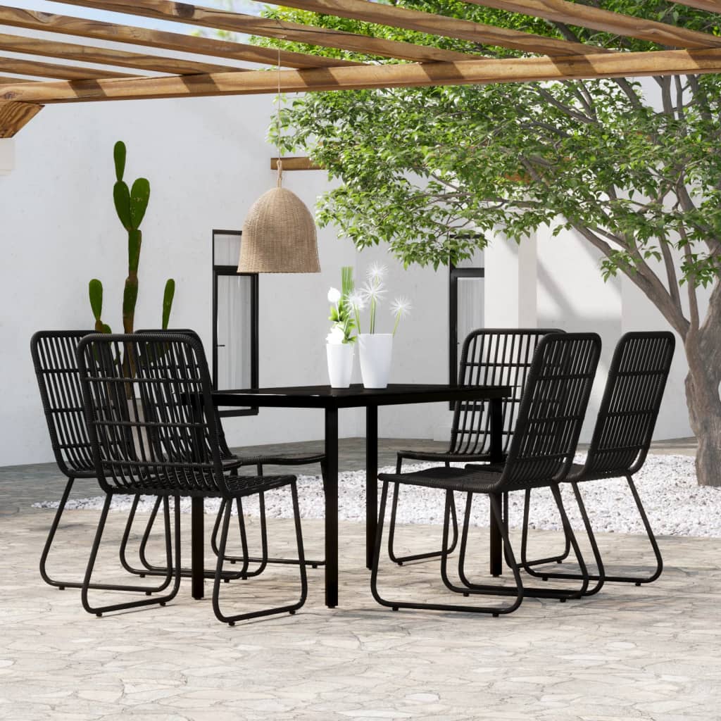 Set Mobili da Pranzo per Giardino 7 pz Nero - homemem39