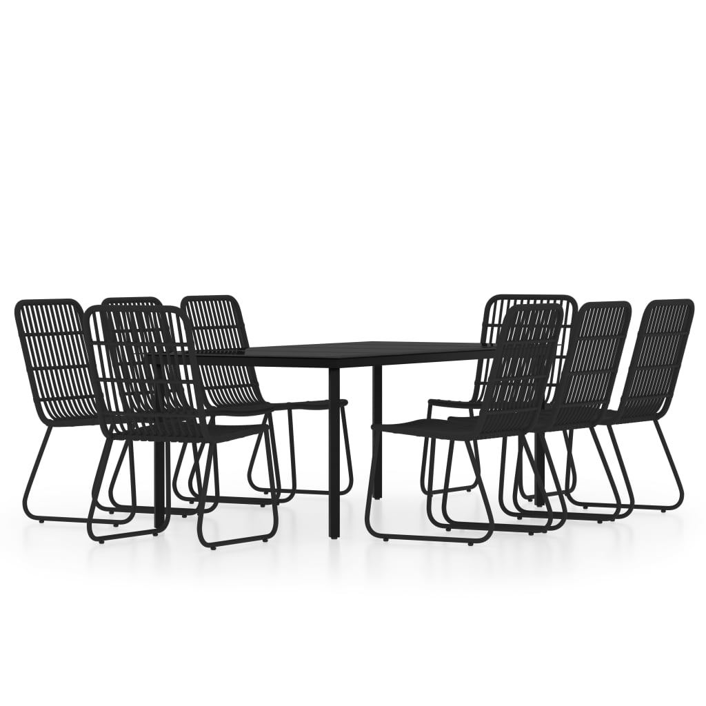 Set da Pranzo per Giardino 9 pz con Cuscini Nero | homemem39