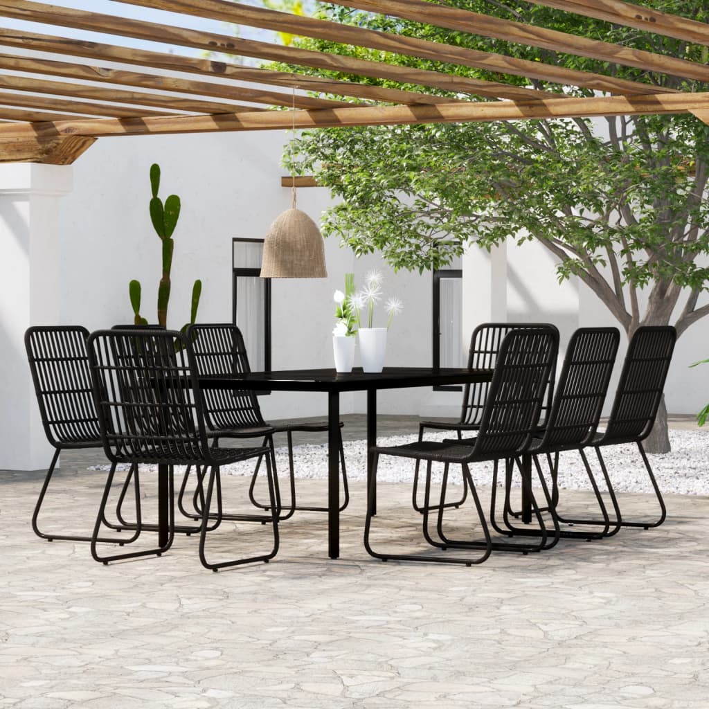 Set da Pranzo per Giardino 9 pz con Cuscini Nero | homemem39