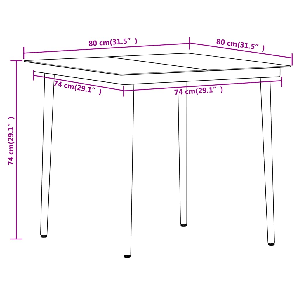 Set da Pranzo da Giardino 3 pz Nero | homemem39