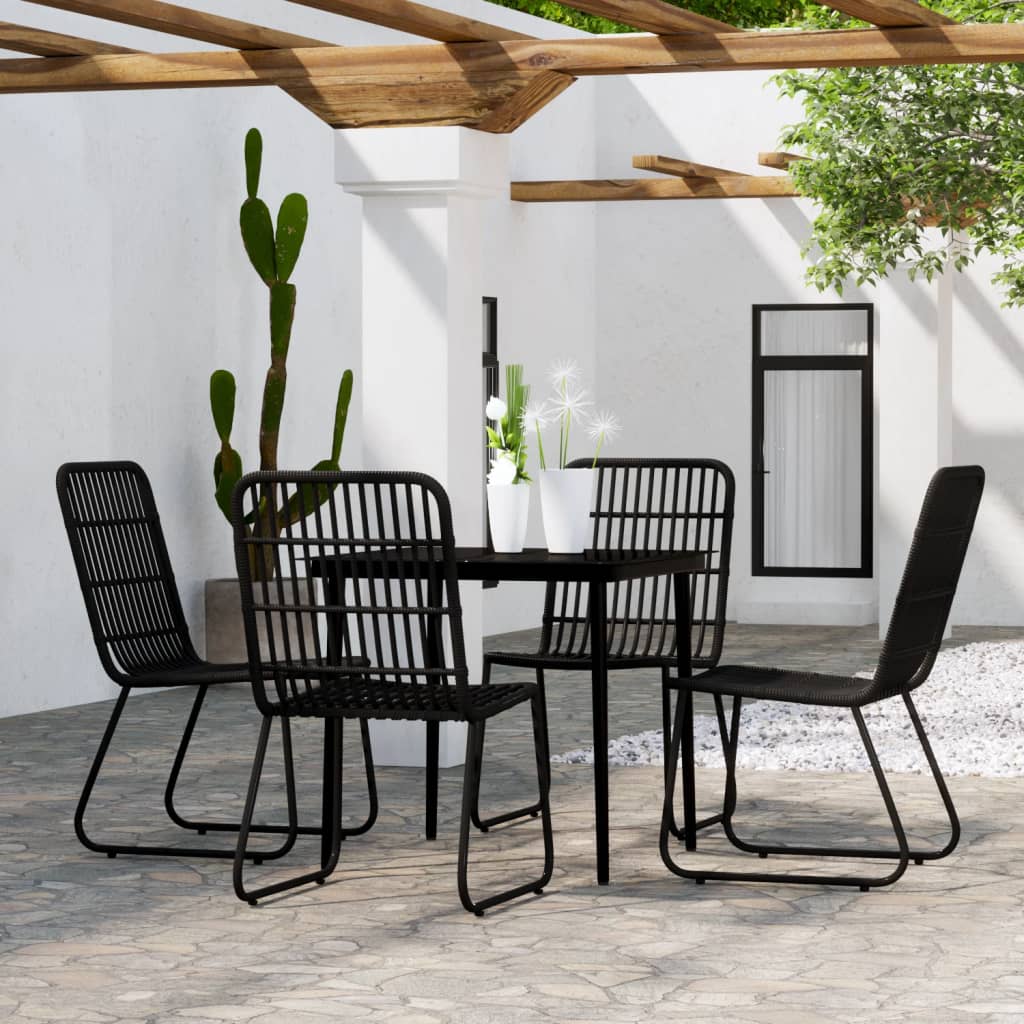 Set da Pranzo da Giardino 5 pz Nero - homemem39