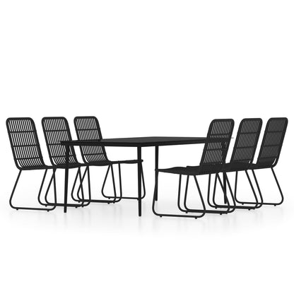 Set da Pranzo per Giardino 7 pz con Cuscini Nero | homemem39