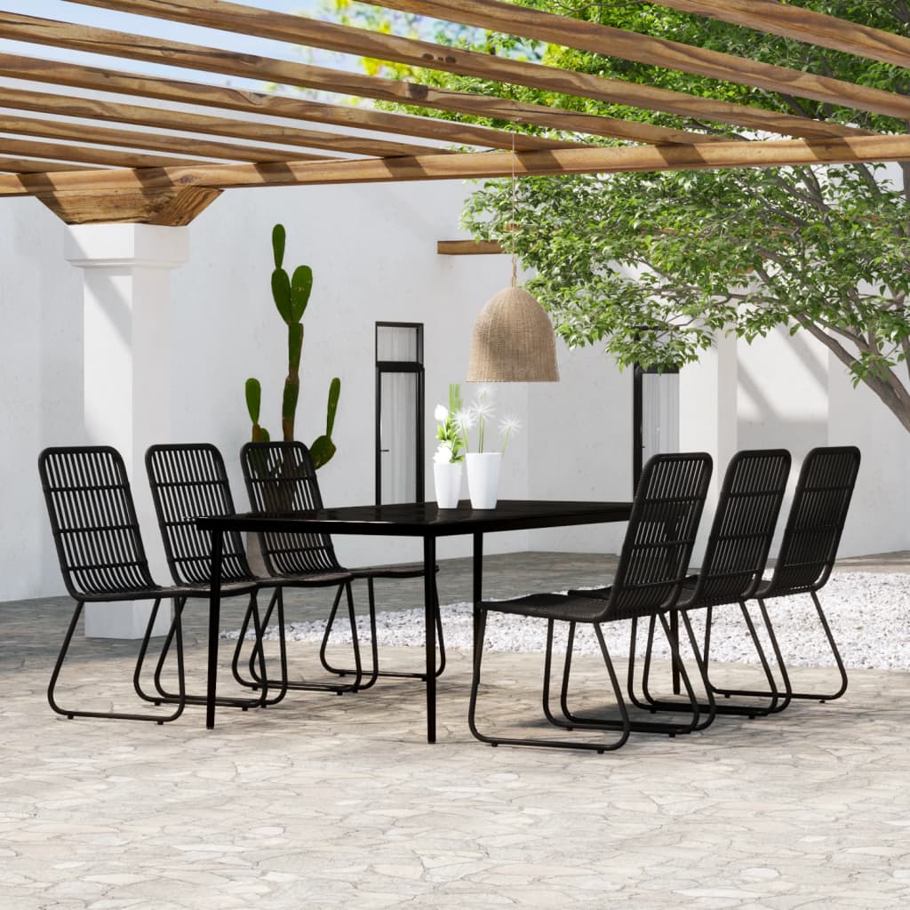 Set da Pranzo per Giardino 7 pz con Cuscini Nero | homemem39