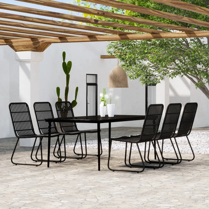 Set da Pranzo per Giardino 7 pz con Cuscini Nero | homemem39