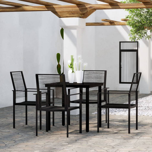 Set Mobili da Pranzo per Giardino 5 pz Nero - homemem39