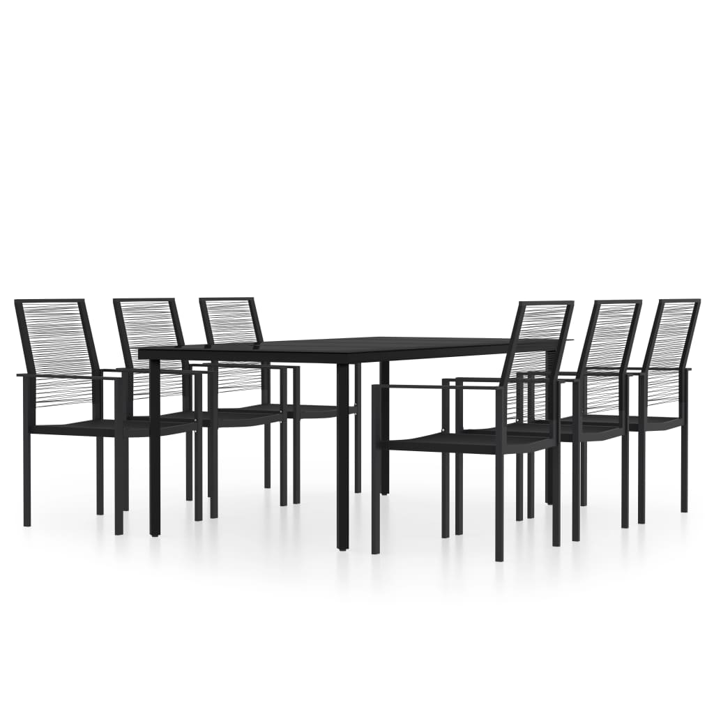 Set Mobili da Pranzo da Giardino 7 pz Nero - homemem39