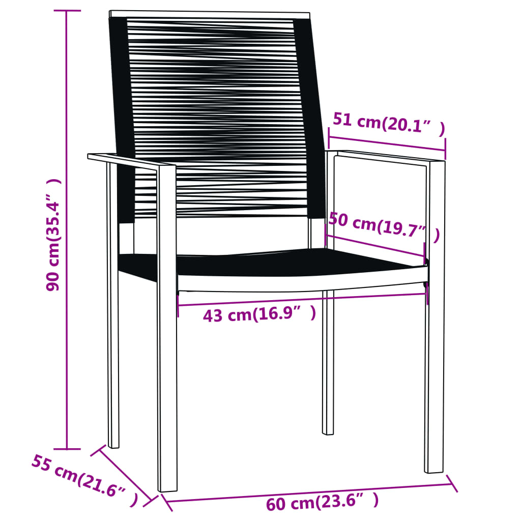 Set Mobili da Pranzo da Giardino 7 pz Nero | homemem39