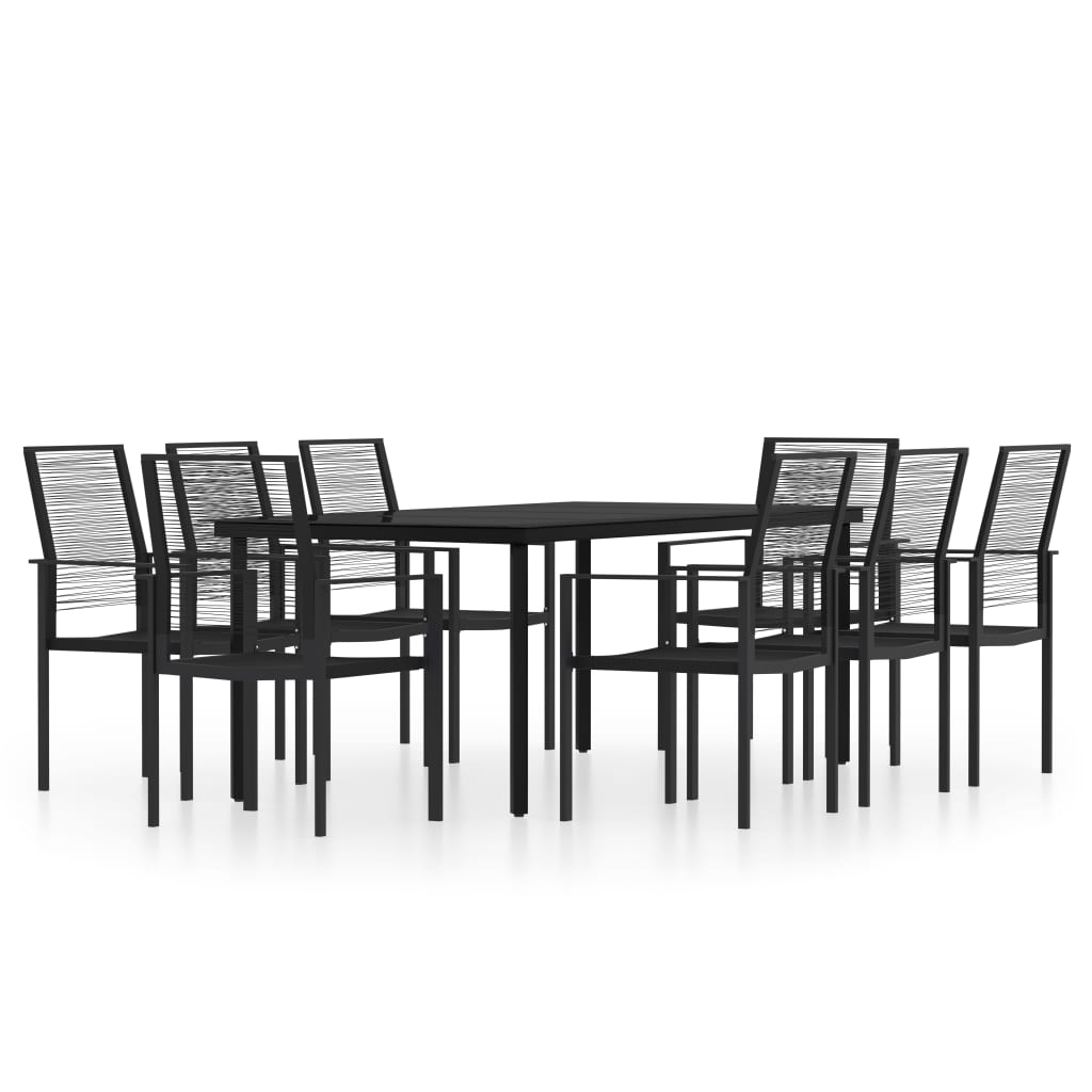 Set Mobili da Pranzo da Giardino 9 pz con Cuscini Nero - homemem39