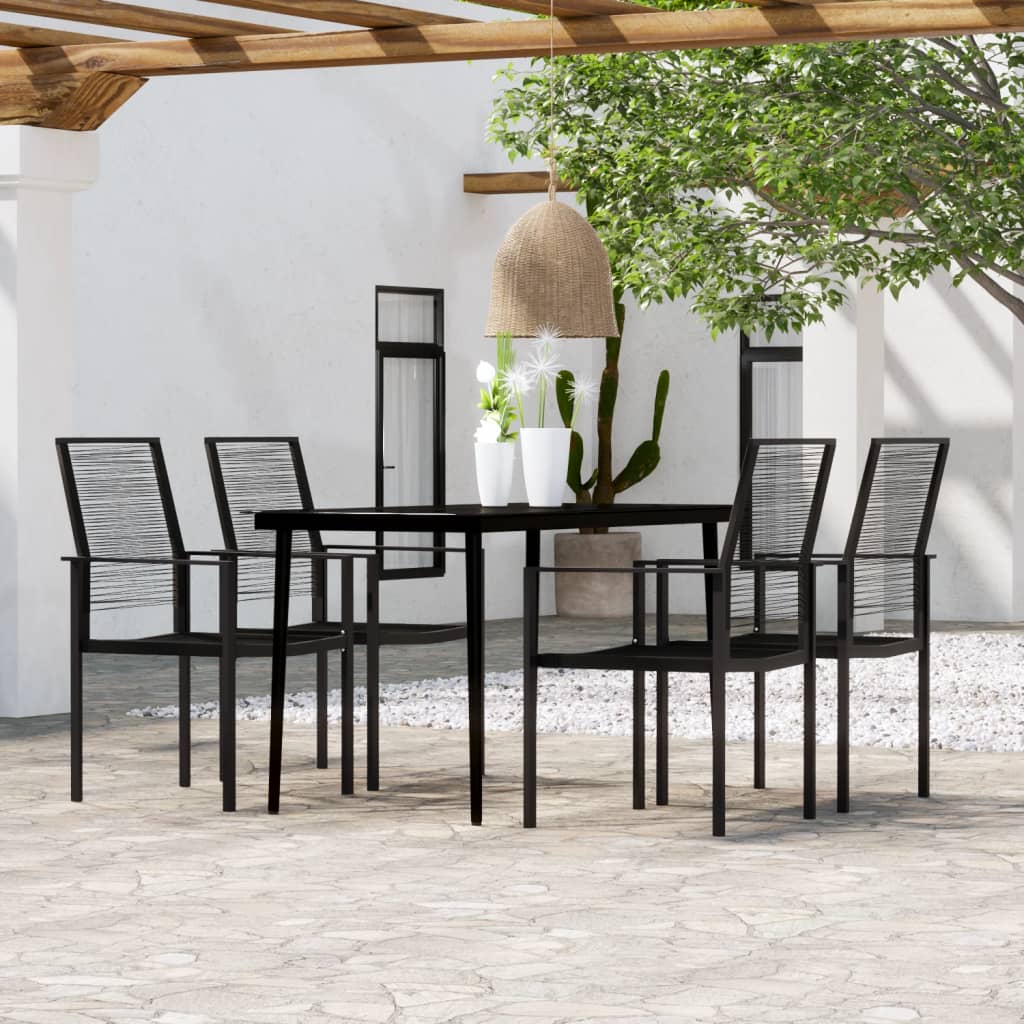 Set da Pranzo da Giardino 5 pz Nero - homemem39