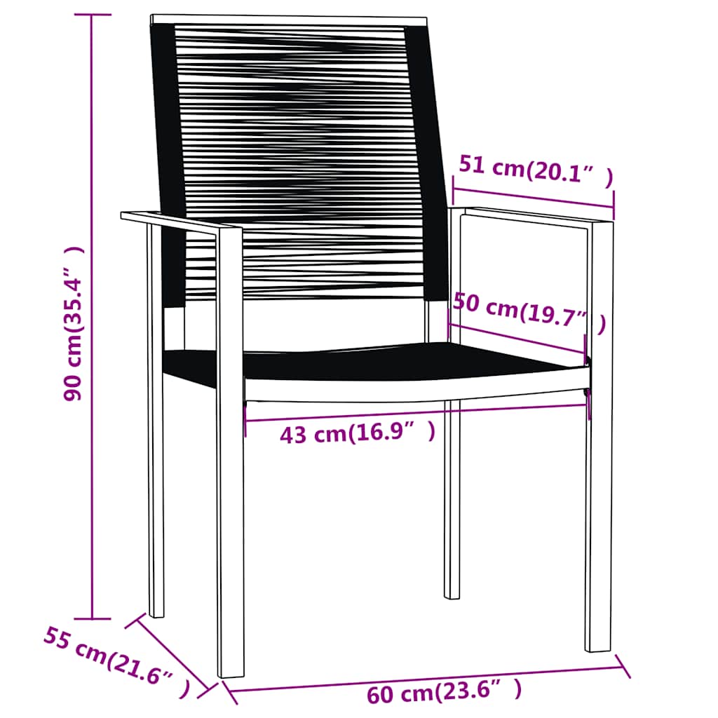 Set da Pranzo da Giardino 7 pz Nero | homemem39
