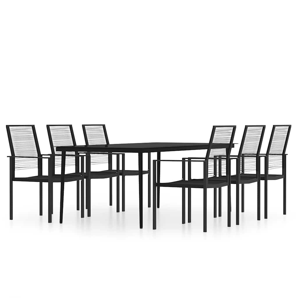 Set Mobili da Pranzo da Giardino 7 pz Nero | homemem39