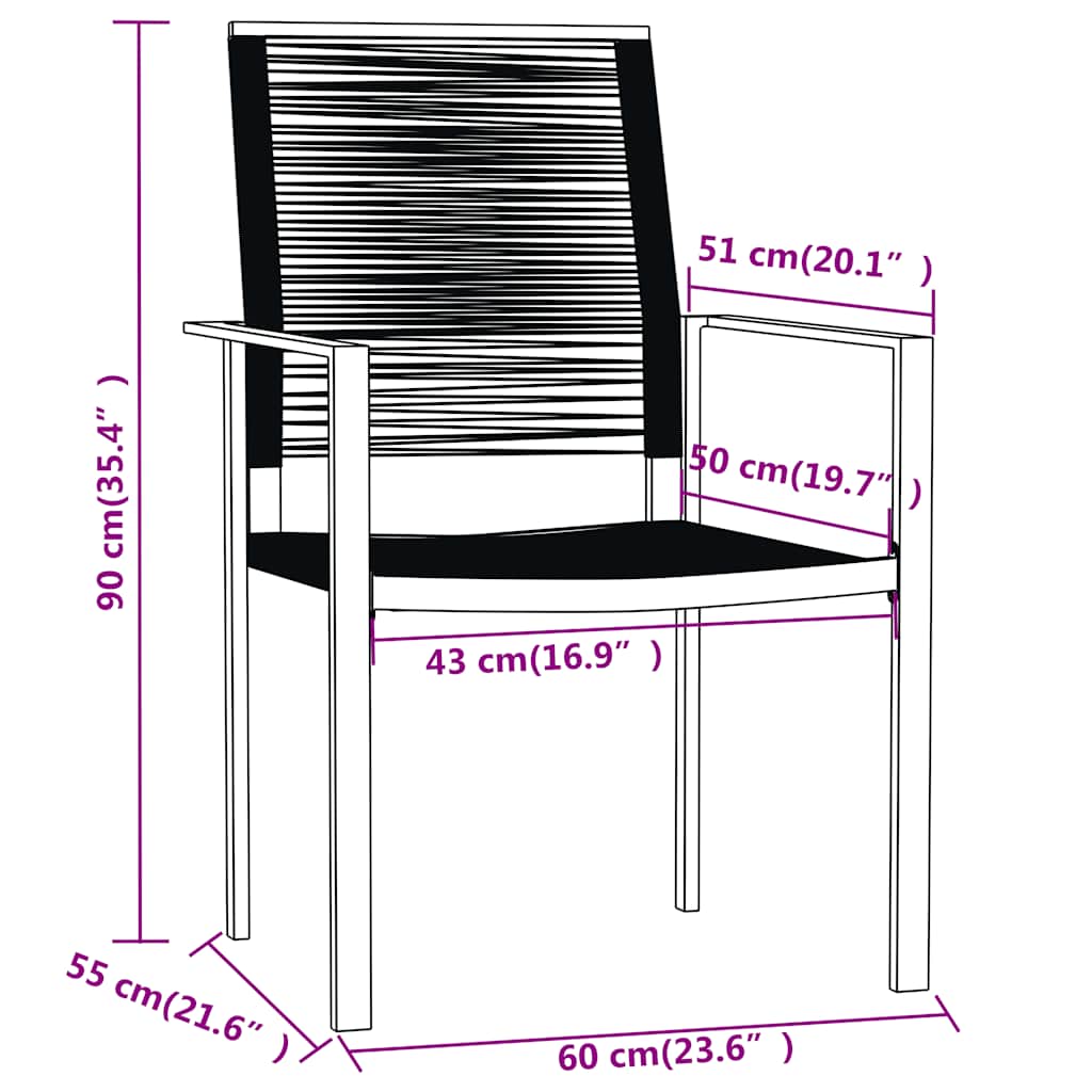 Set Mobili da Pranzo da Giardino 7 pz Nero | homemem39