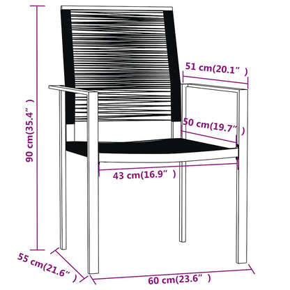 Set Mobili da Pranzo da Giardino 7 pz Nero | homemem39
