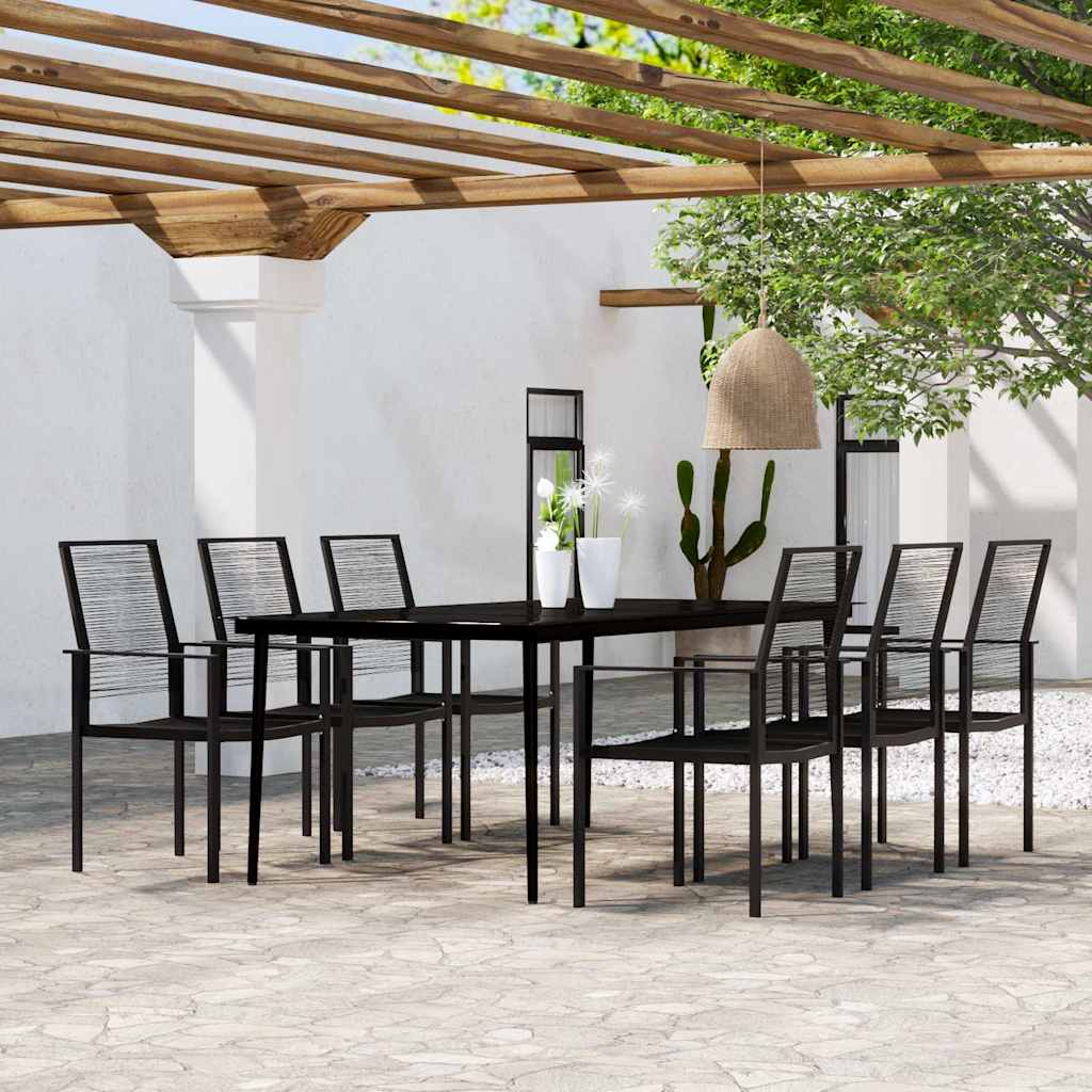 Set Mobili da Pranzo da Giardino 7 pz Nero | homemem39