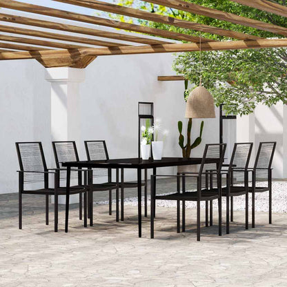 Set Mobili da Pranzo da Giardino 7 pz Nero | homemem39