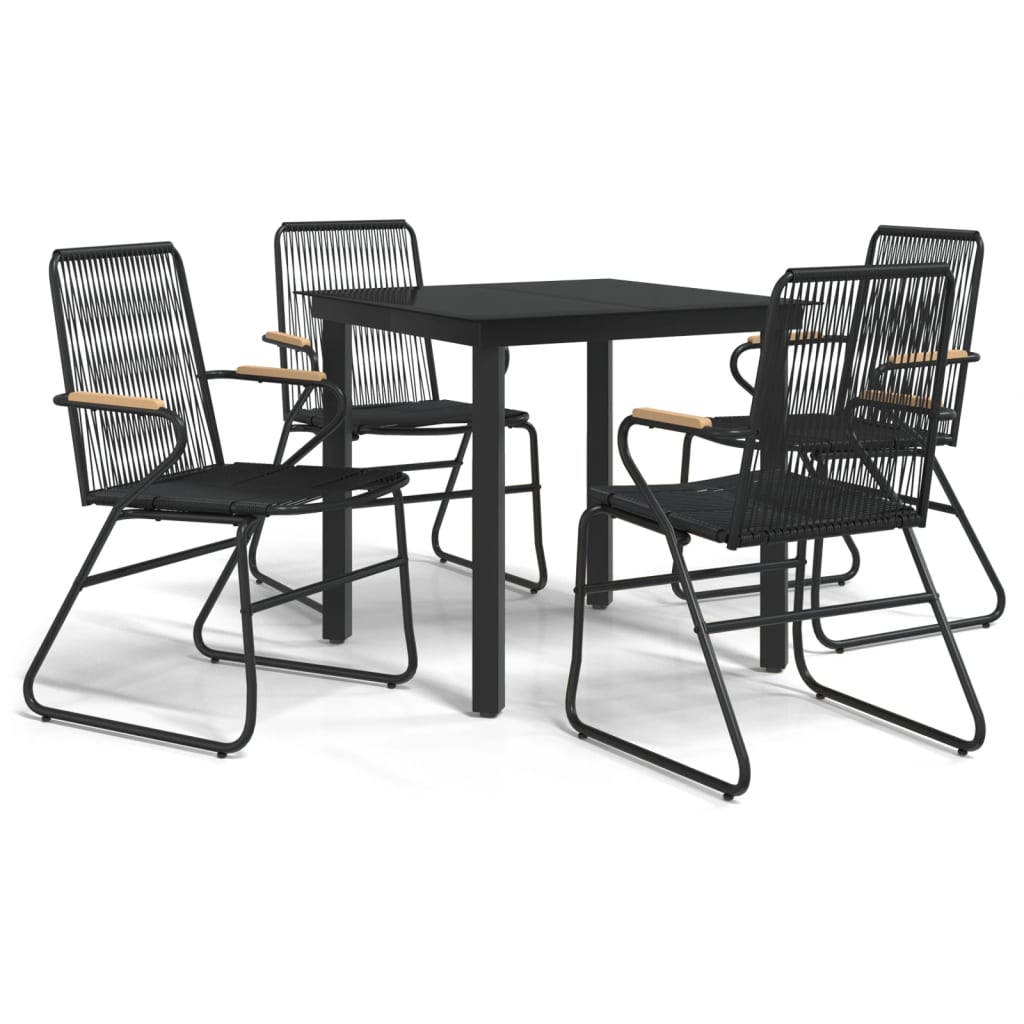 Set da Pranzo da Giardino 5 pz Nero in Rattan PVC - homemem39