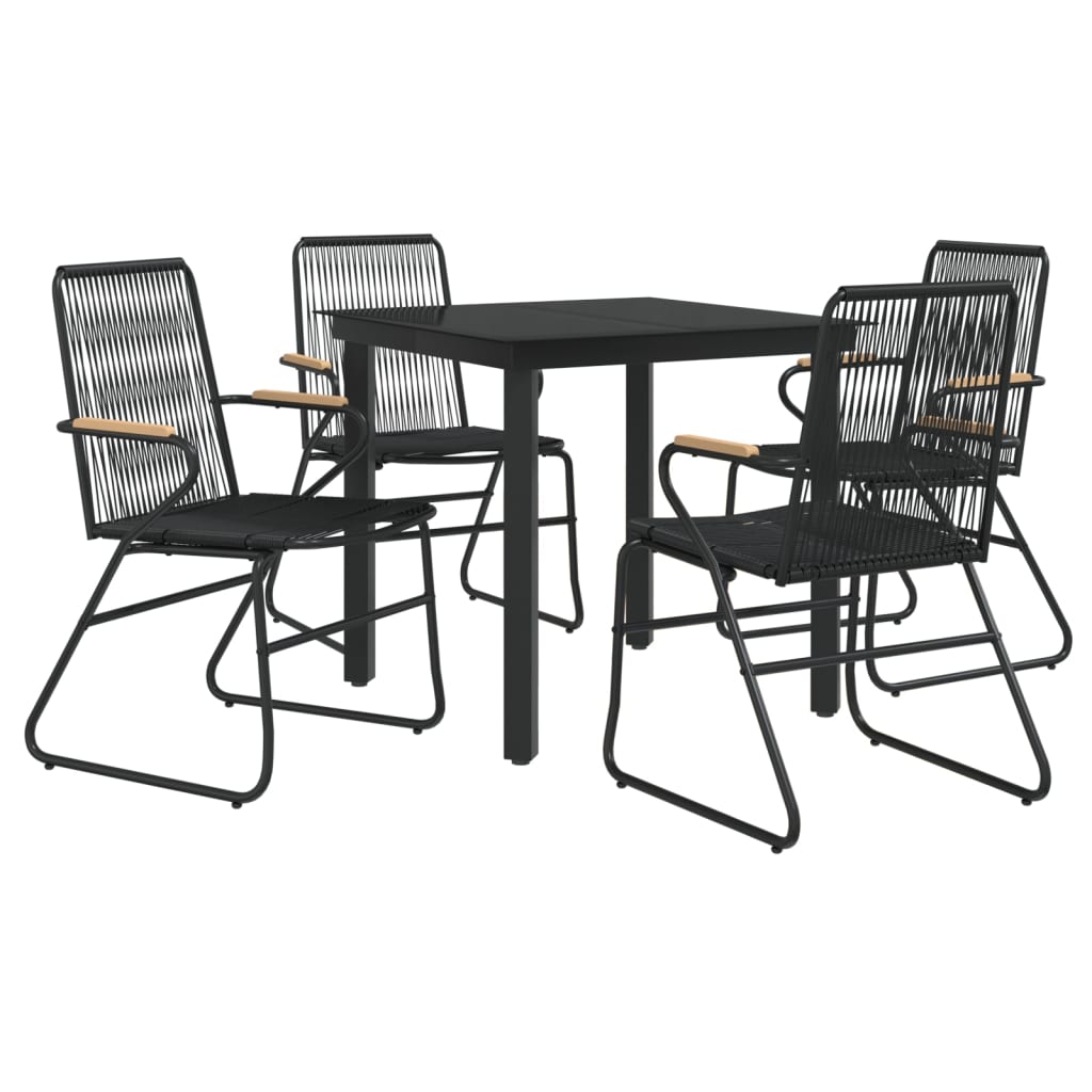Set da Pranzo da Giardino 5 pz Nero in Rattan PVC - homemem39