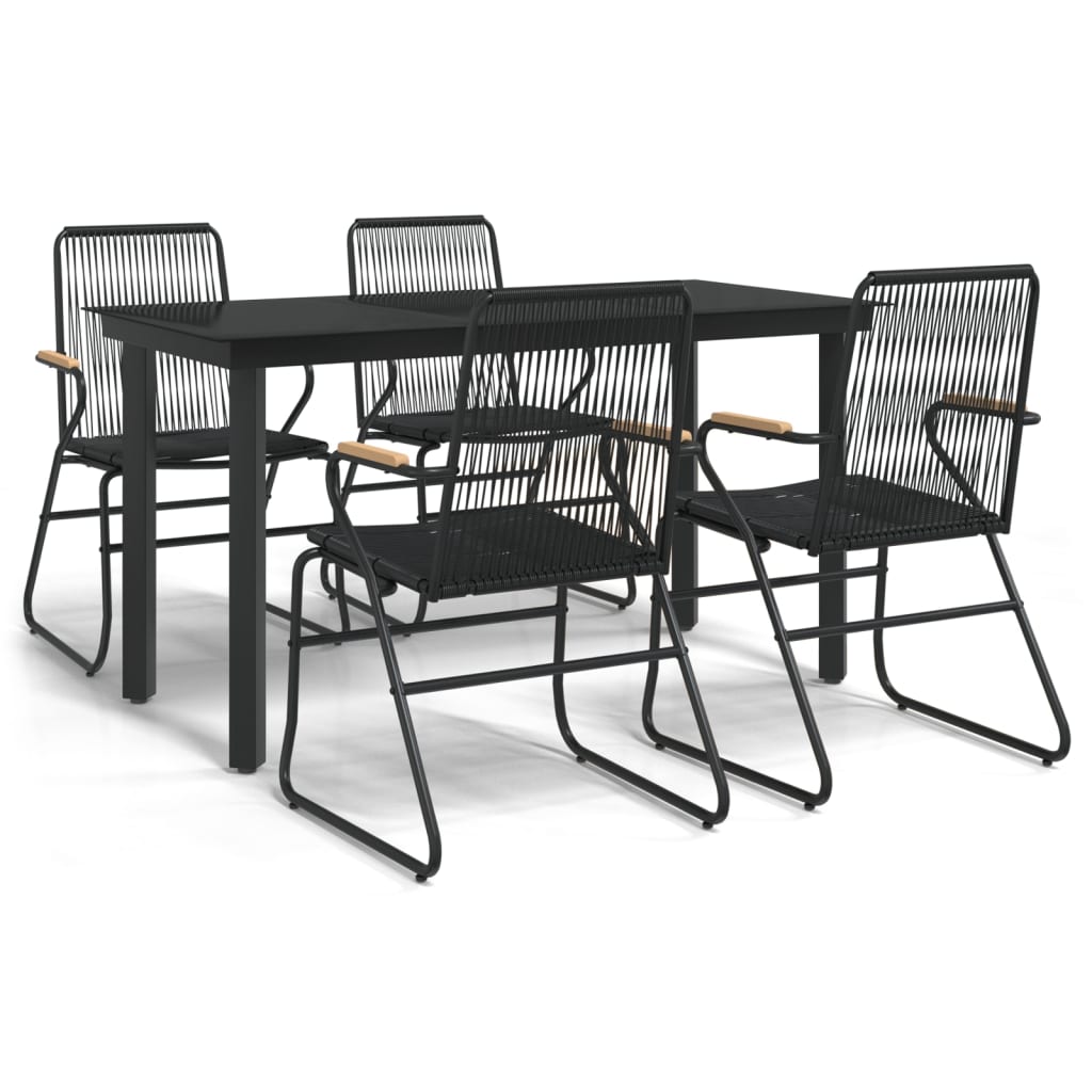 Set da Pranzo da Giardino 5 pz Nero in Rattan PVC - homemem39