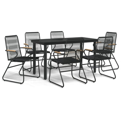 Set da Pranzo da Giardino 7 pz Nero in Rattan PVC - homemem39