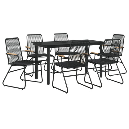 Set da Pranzo da Giardino 7 pz Nero in Rattan PVC - homemem39