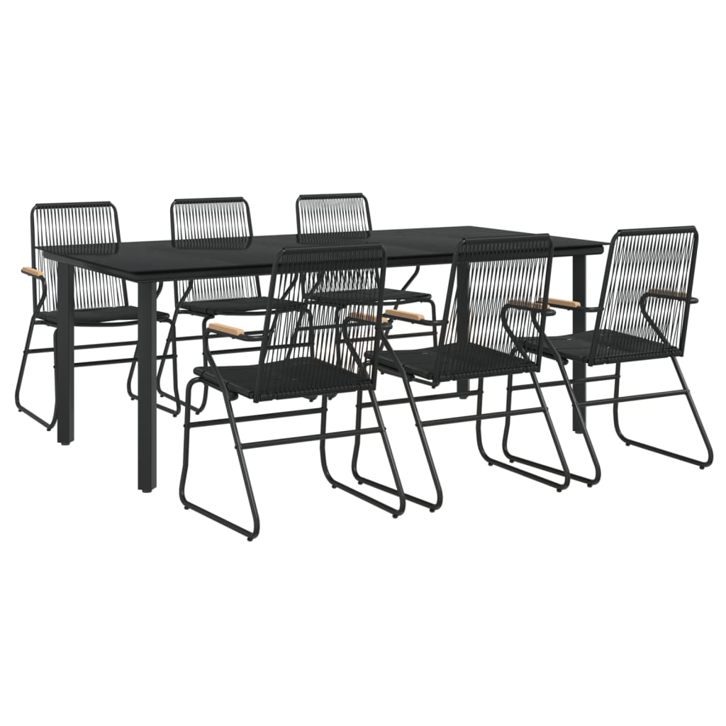 Set da Pranzo da Giardino 7 pz Nero in Rattan PVC - homemem39
