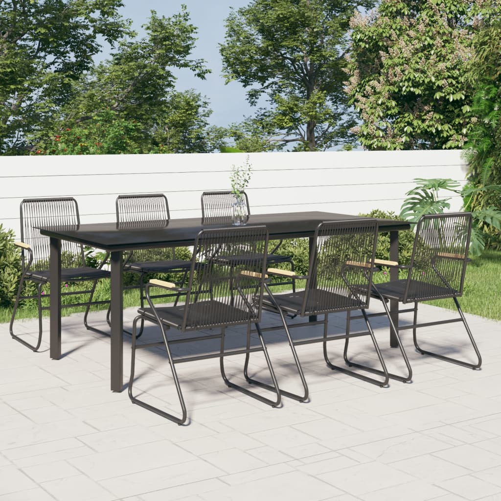 Set da Pranzo da Giardino 7 pz Nero in Rattan PVC - homemem39