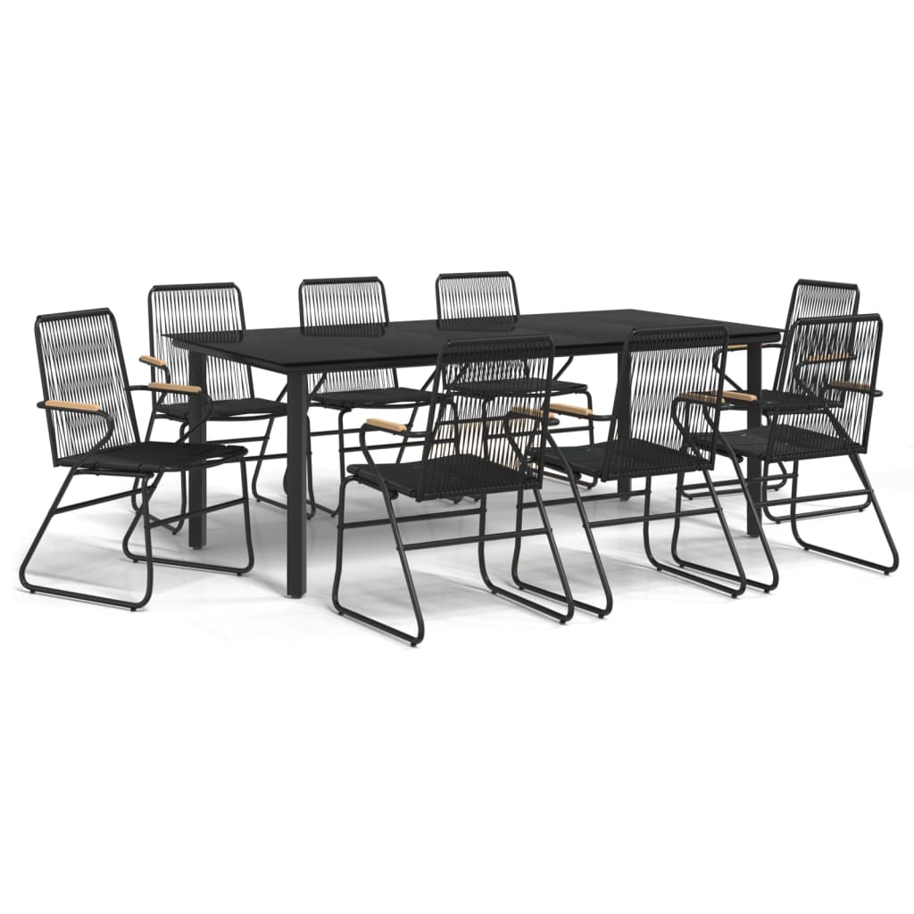 Set da Pranzo da Giardino 9 pz Nero in Rattan PVC - homemem39