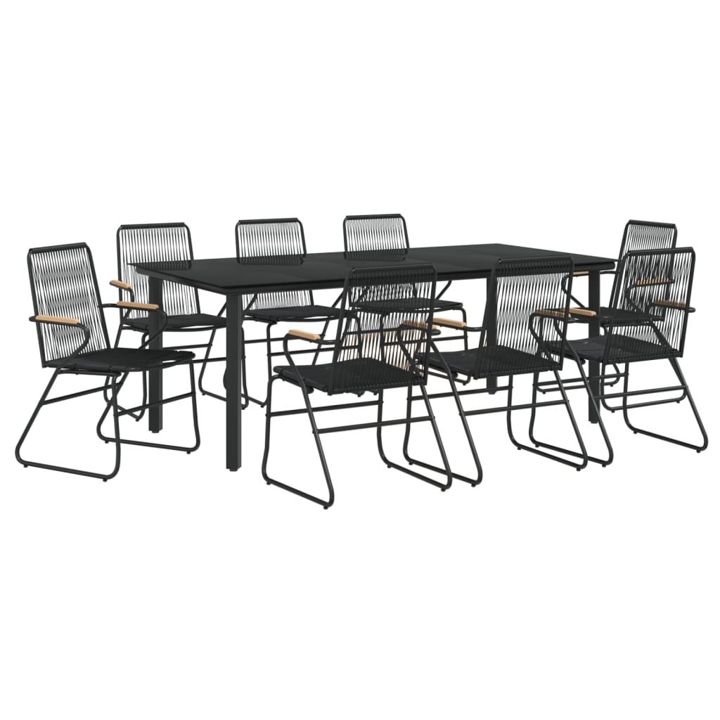 Set da Pranzo da Giardino 9 pz Nero in Rattan PVC - homemem39