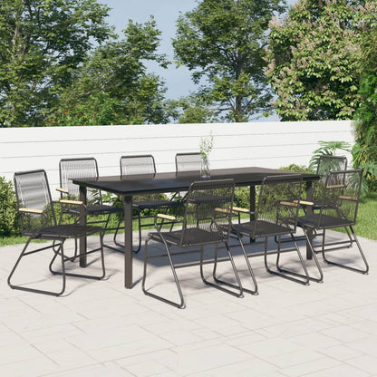 Set da Pranzo da Giardino 9 pz Nero in Rattan PVC - homemem39